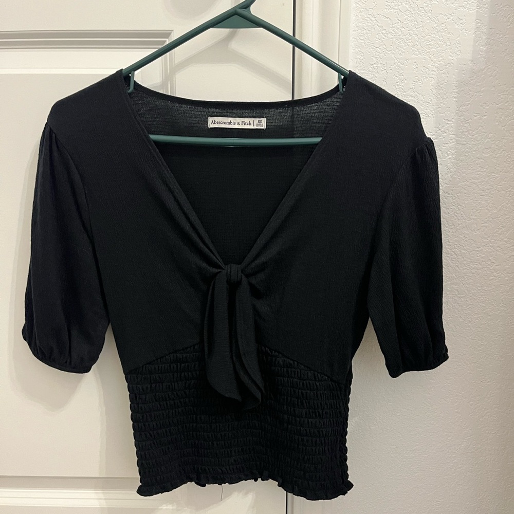Black Smocked Blouse